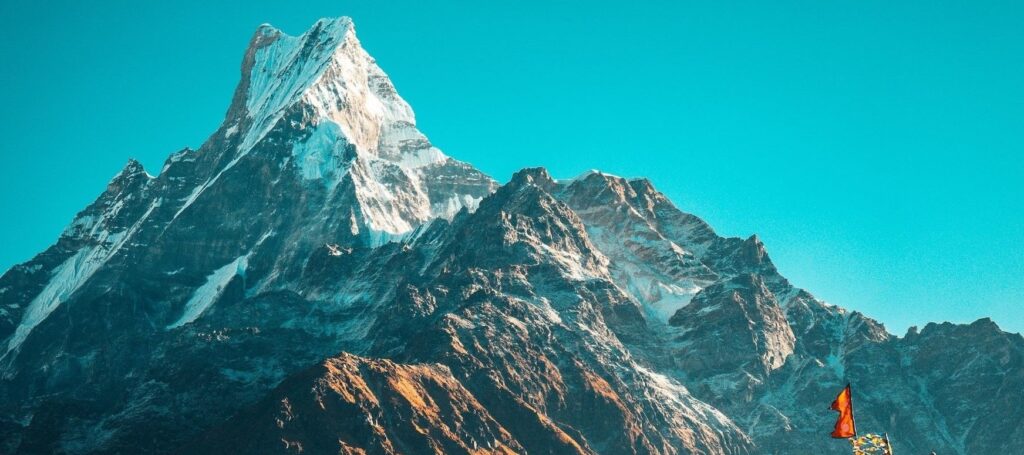 Himalayan peak with blue sky